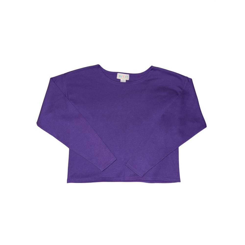 Vtg Mix-It Small Purple Long Sleeve Scoop Neck Drop Shoulder Jersey Top 90's